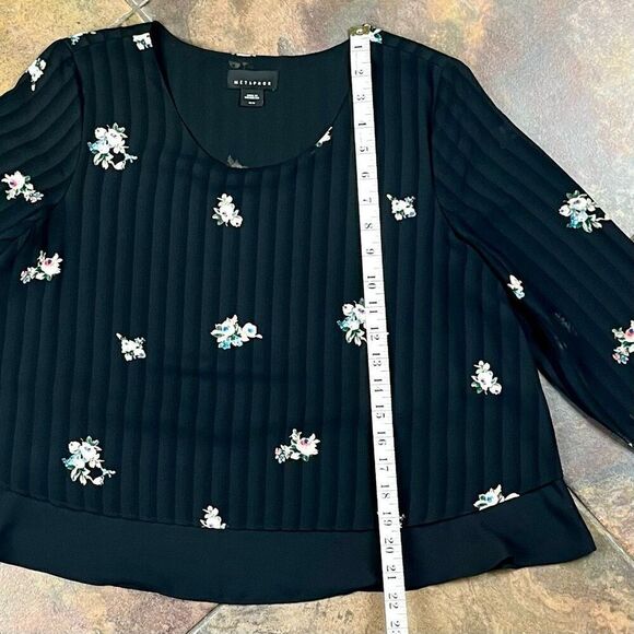 Metaphor Floral Flowy Long Sleeve Semi-Sheer Blouse Medium - Picture 8 of 12